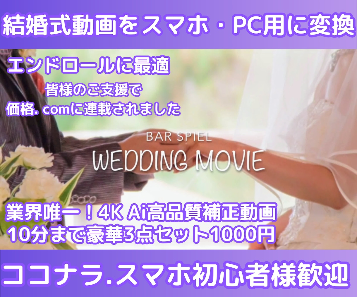 結婚式エンドロール動画をスマホ,PC用に変換します ブルーレイからMP4に高品質変換 サービス多数セット！