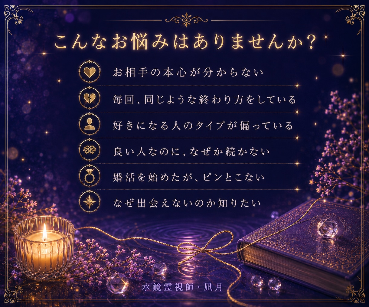 運命の人はどんな人か、あなたの水面から視ます 出会い・婚活に迷う方へ。惹かれる人と、噛み合う人の違い イメージ3