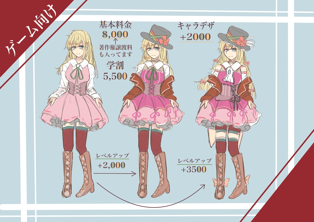 Vtuber応援！学割有り！キャラ立ち絵描きます Vtuber（パーツ分け有り）ゲーム用、一枚絵などに！ イメージ4