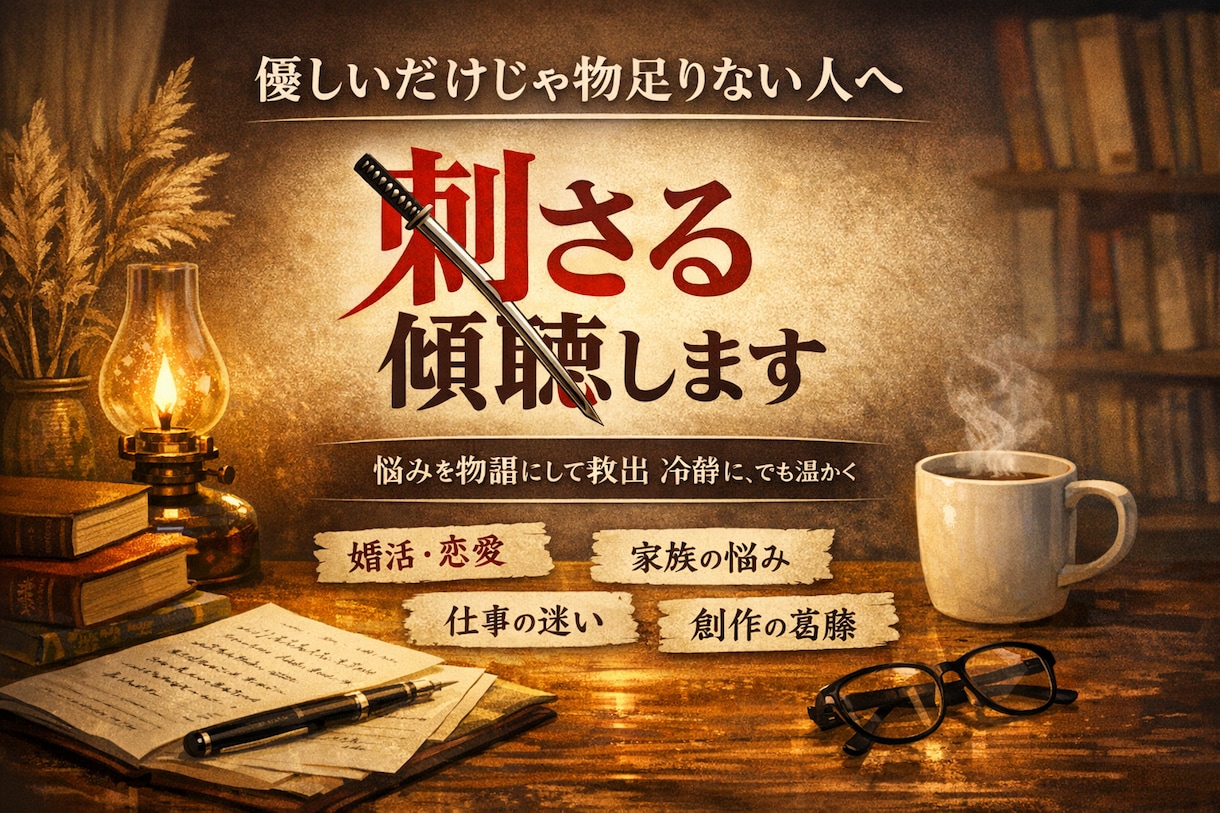 言葉にならない悩み、文学の刃で整理します 悩みを“物語”にして救出。冷静に、でも温かく イメージ1