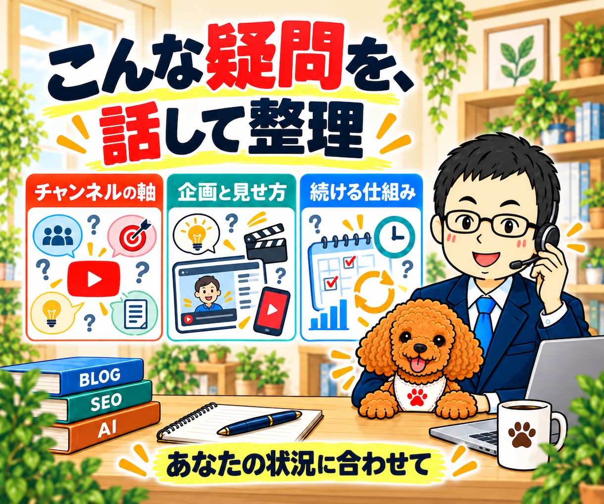 YouTube企画・チャンネル運営を電話相談します テーマ・タイトル・サムネイル・続け方の迷いを整理 イメージ2