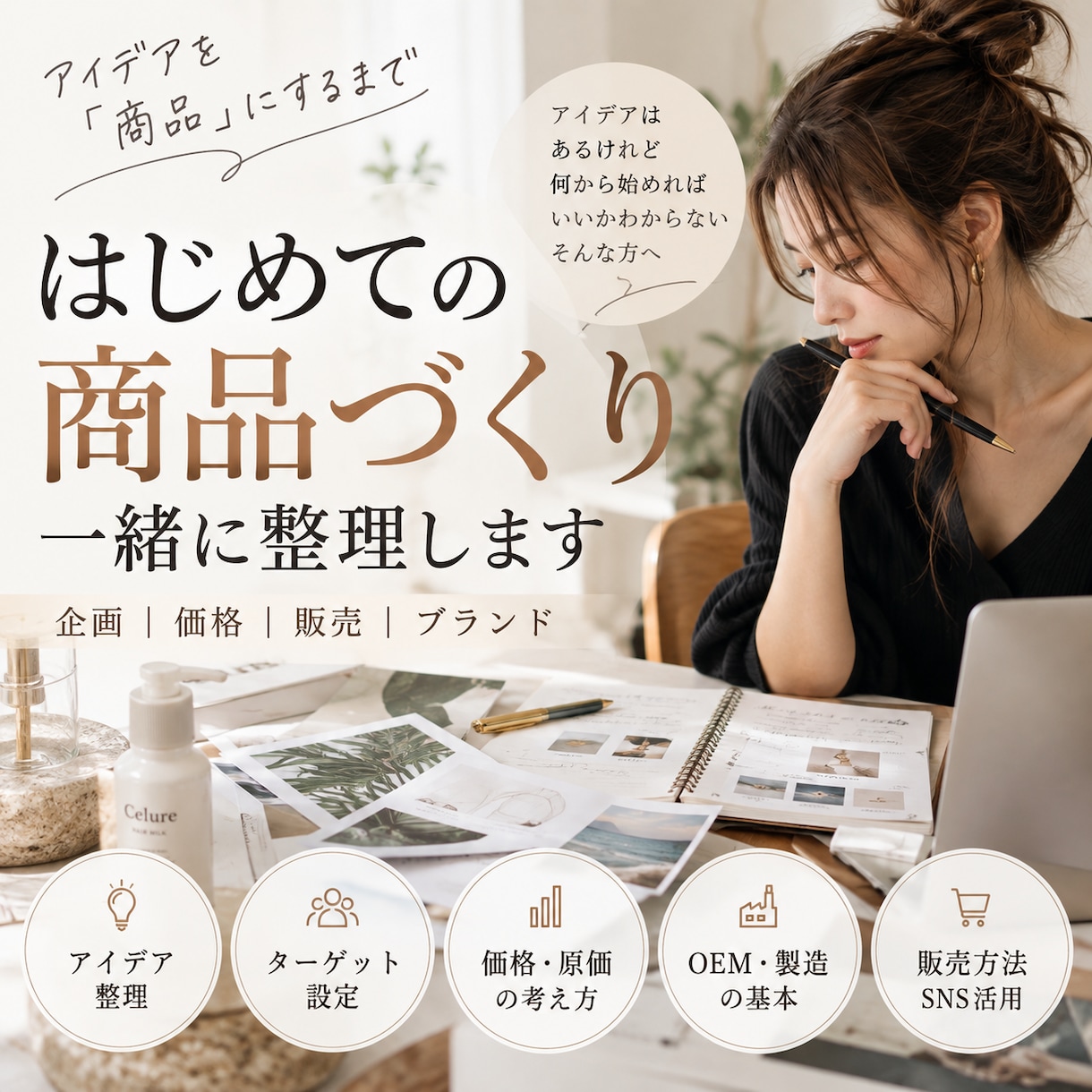 はじめての商品づくりを一緒に整理します アイデアから販売まで、実体験をもとに伴走します イメージ1