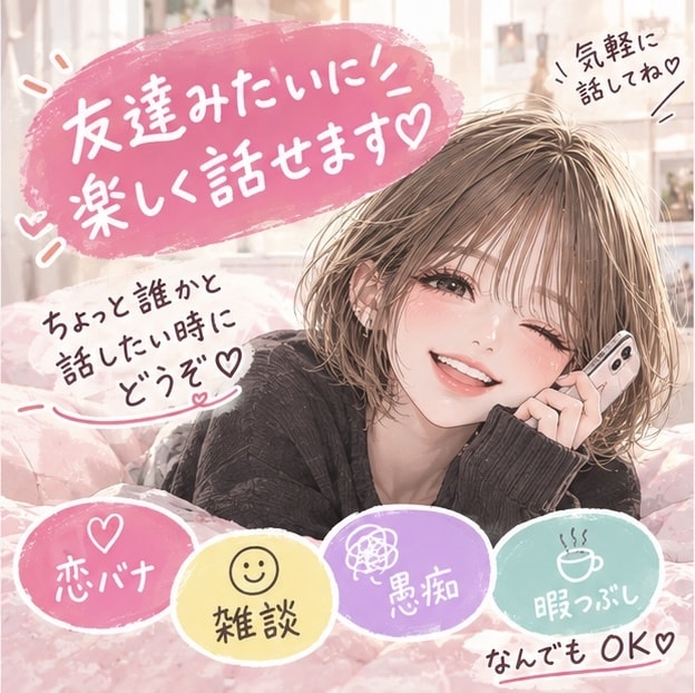 友達みたいに楽しく話せます ちょっと誰かと話したい時にどうぞ♡ イメージ1
