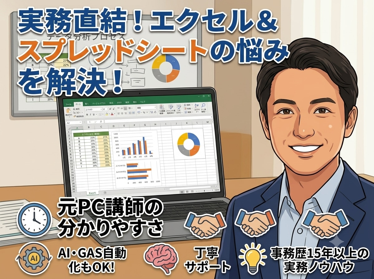 元PC講師×事務歴15年のプロがエクセル教えます 実務上のエクセル課題を解決。最新のAI・GASにも対応！ イメージ1