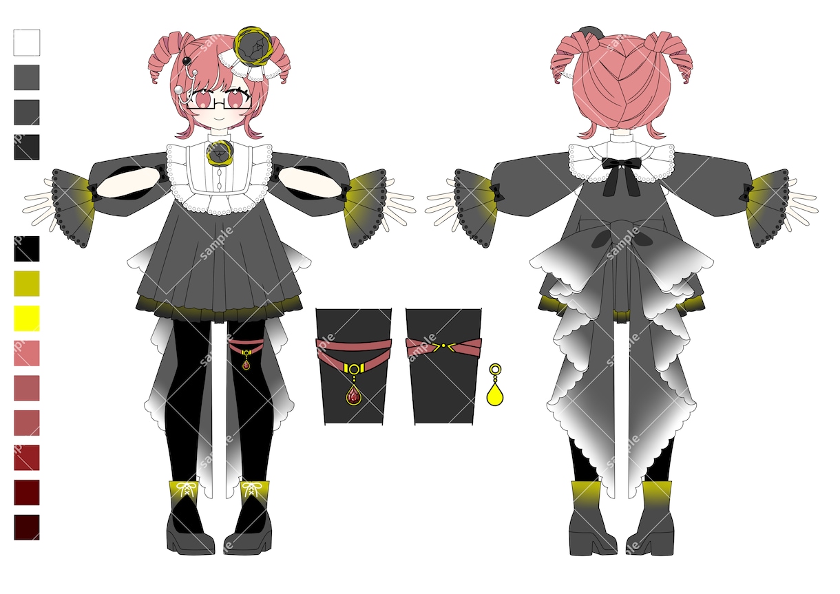 可愛いに特化！キャラクターの豪華衣装デザインします ゴスロリ、ふわふわイラスト。デザイン画の制作お任せください！ イメージ2
