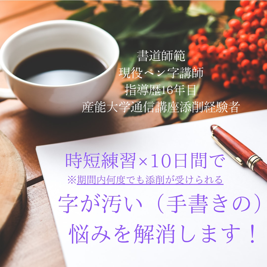 短期でクセ字改善！好印象の字に整えるペン指導します 【10日間無制限添削】要望対応＆時短練習で上達する課題を作成 イメージ1