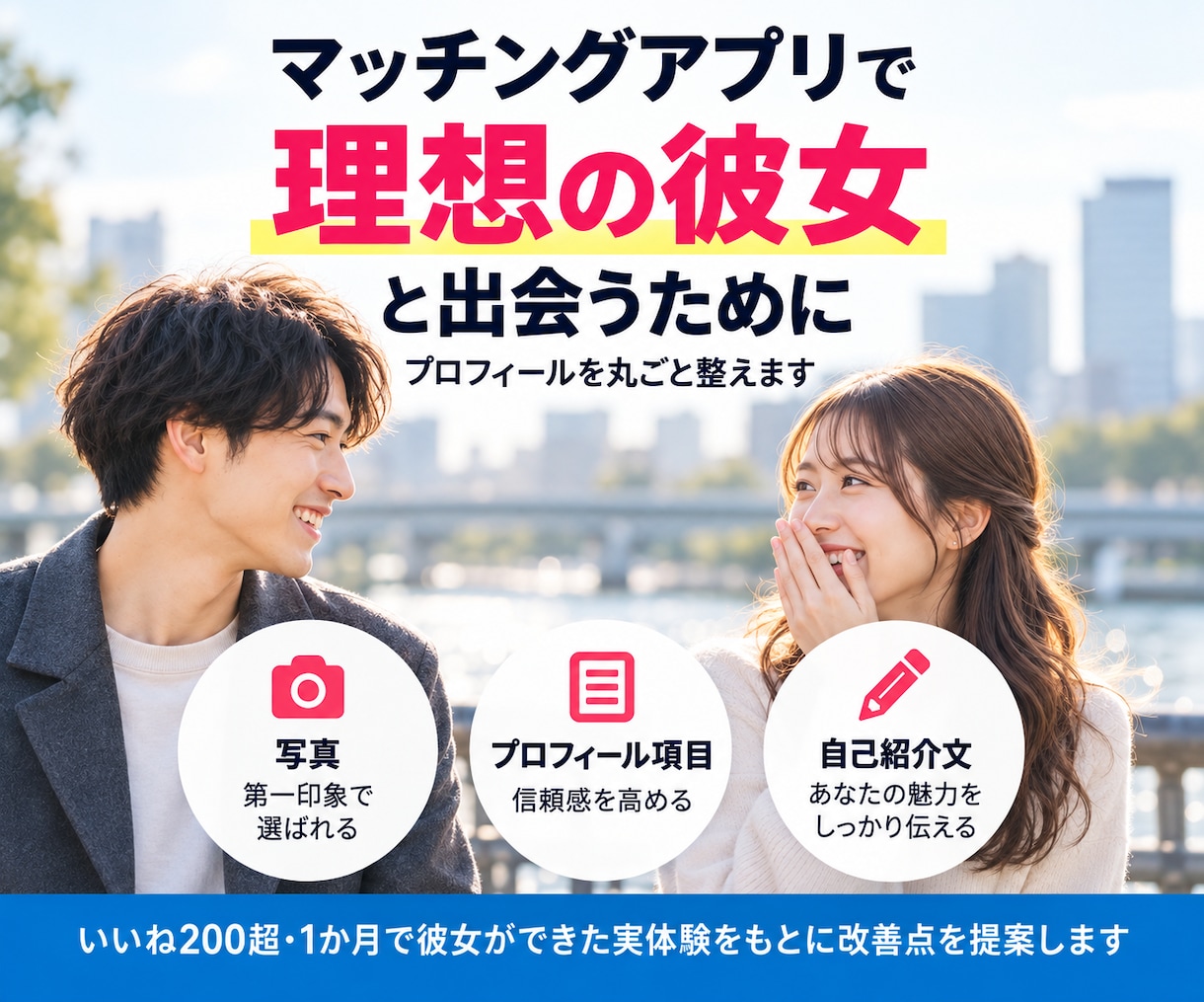 マッチングアプリで選ばれるプロフィールに整えます 男性向け｜写真・項目・自己紹介文を丸ごと診断します イメージ1