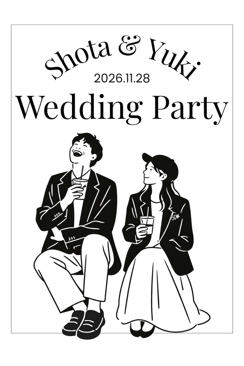 先着5組♡結婚式写真からお洒落線画イラストにします ウェルカムボード・ペーパーアイテム・記念品に◎ イメージ3