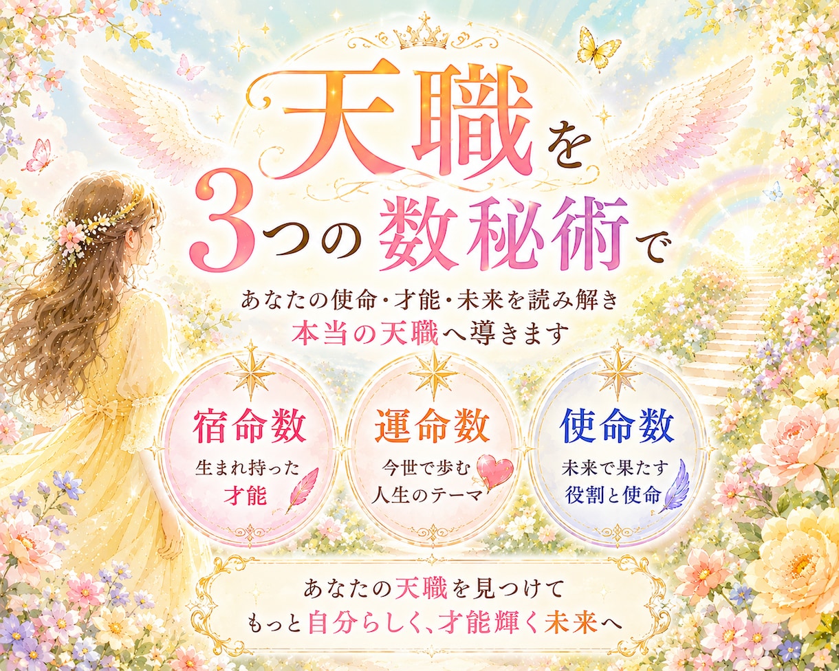 あなたの天職✨才能・向いてる仕事を数秘術で視ます 〖限定1名〗宿命・運命・使命を視て、働きやすい適職を伝えます イメージ1