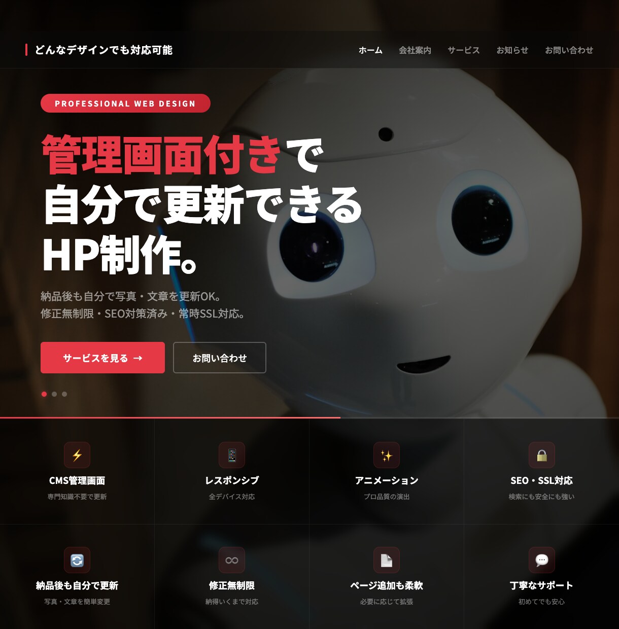 CMS付き会社HPを格安で制作します 納品後も自分で更新OK！SEO対策・スマホ対応込み イメージ1
