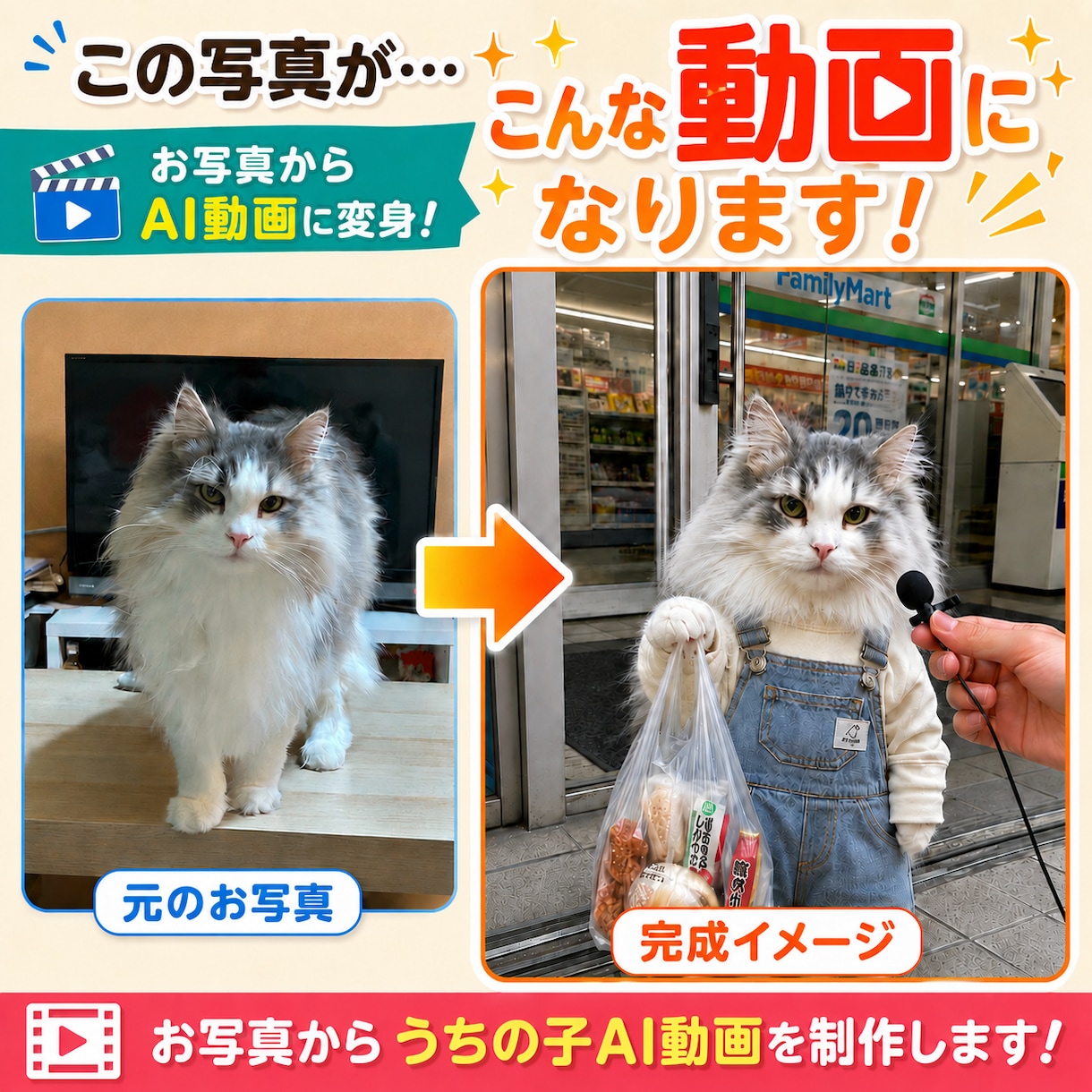 ペットの写真からAI動画を制作します 写真数枚から可愛いペットAI動画を制作 イメージ1