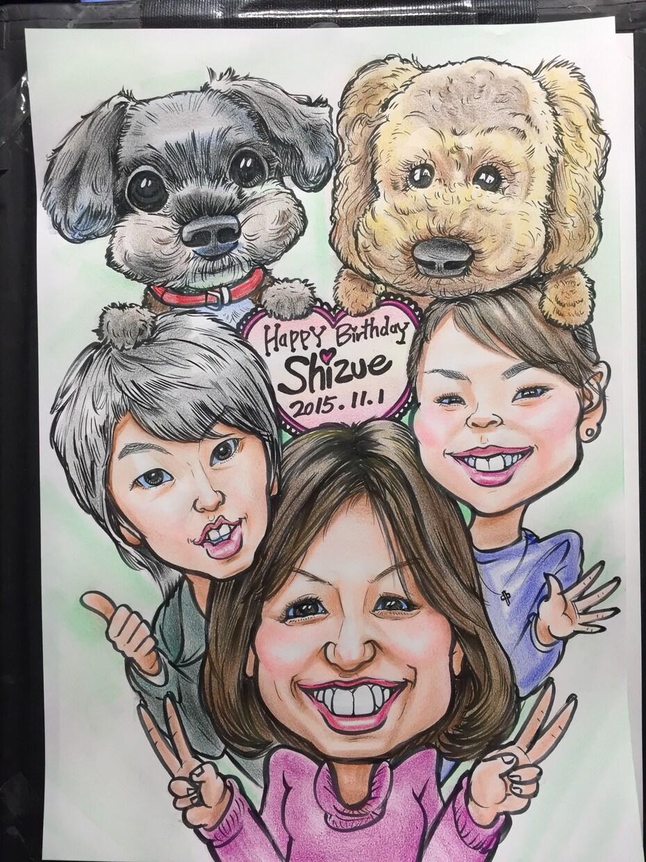 6名様の楽しくそっくりな似顔絵お届けします 【最大8名描き対応可】◎納期7日◎本格的カリカチュアです！ イメージ2