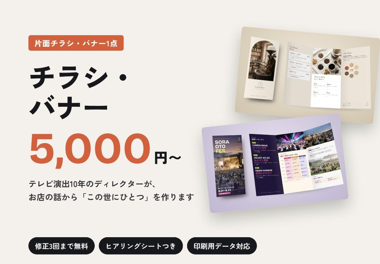 お店の話から伝わるチラシ・バナーを作ります テレビ演出10年｜お店の話から考える5,000円のチラシ イメージ1