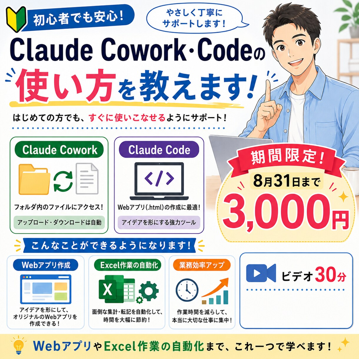 作業から解放ClaudeCowork活用法教えます 非エンジニアでもできた知識ゼロからwebアプリ作成方法も イメージ1