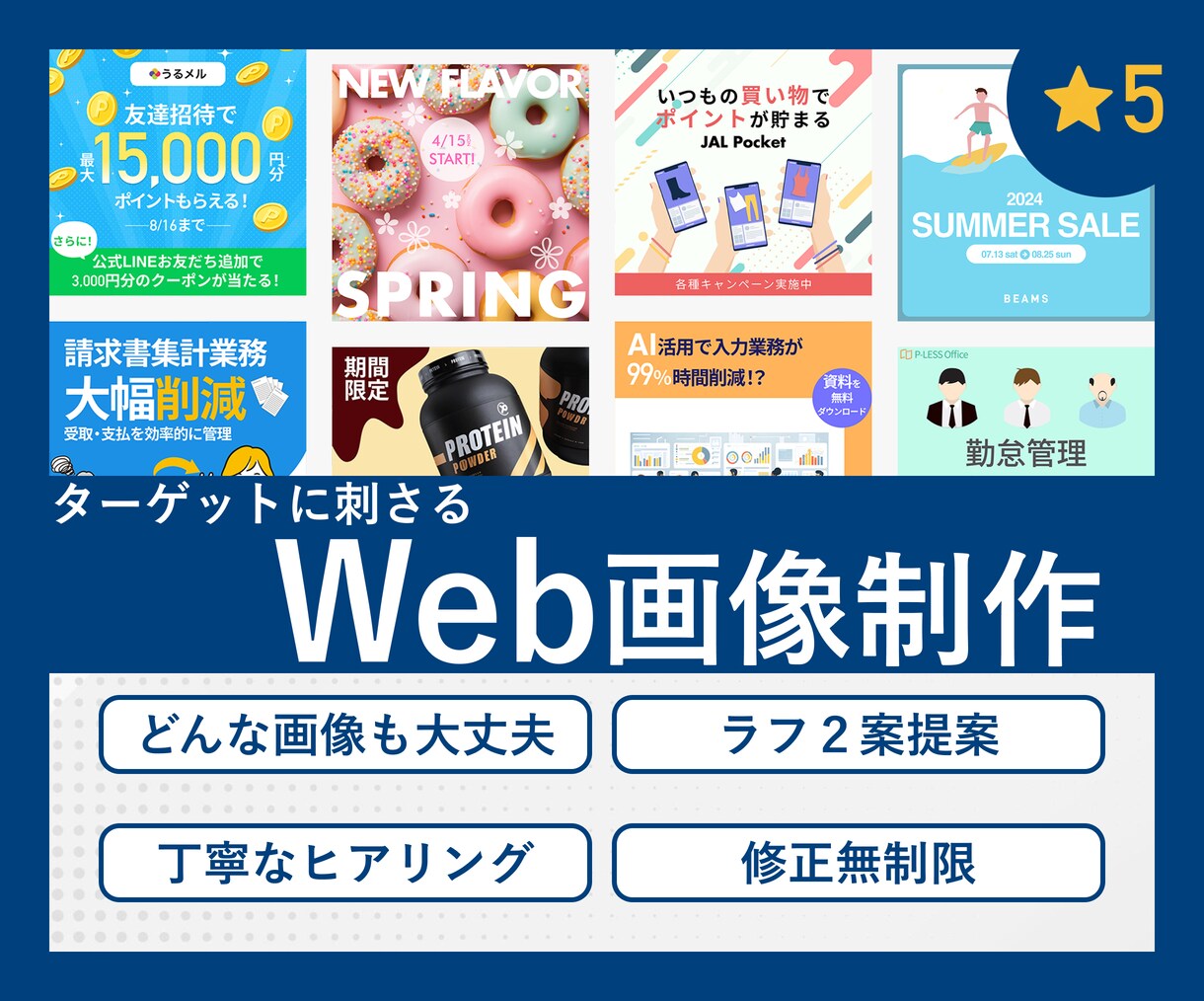 ターゲットに刺さる高品質なWeb画像を作成します 丁寧な対応で安心したやり取りが行えます◎ イメージ1