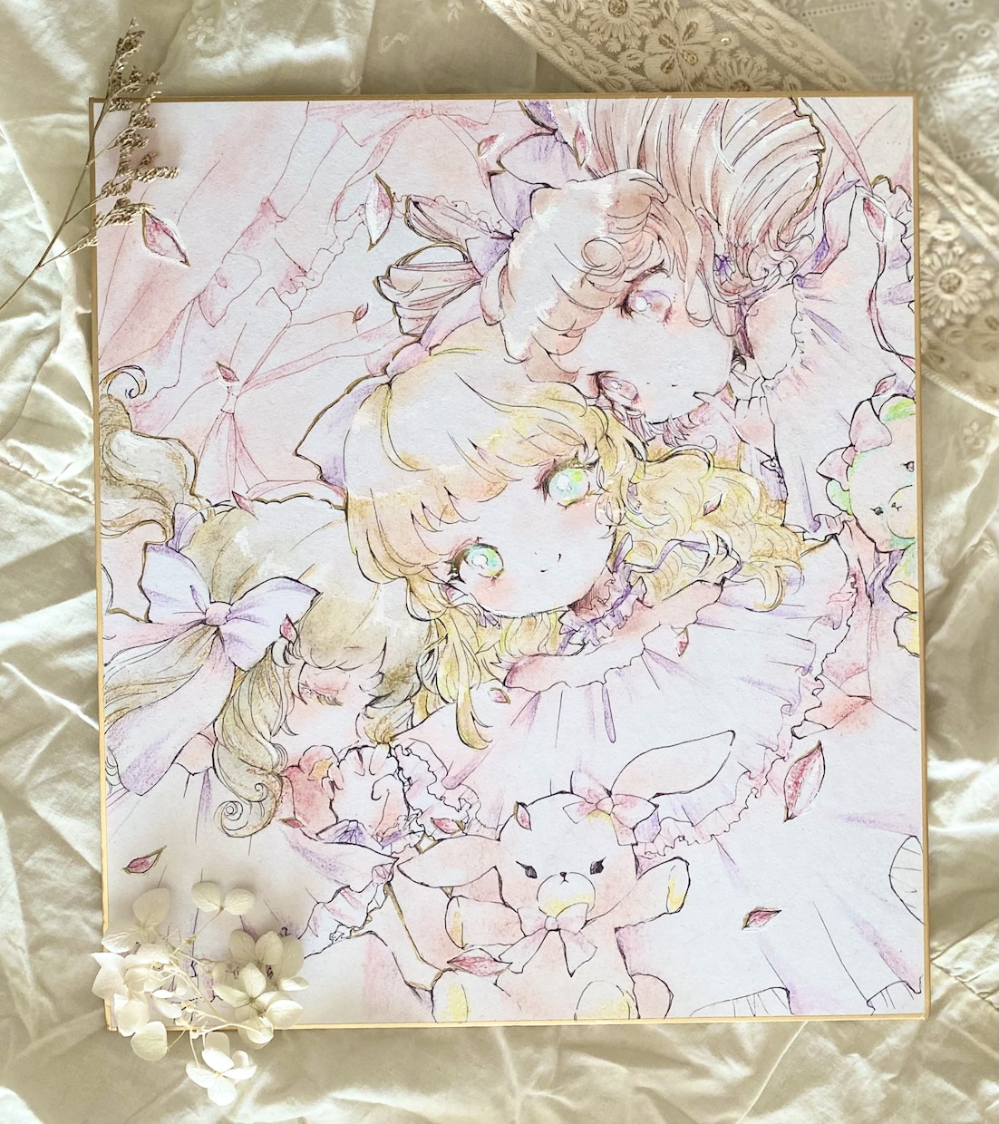 ふわふわタッチの手描き色紙を届けます 丁寧に描き上げた一点ものの直筆手描きイラストをお届けします！ イメージ4