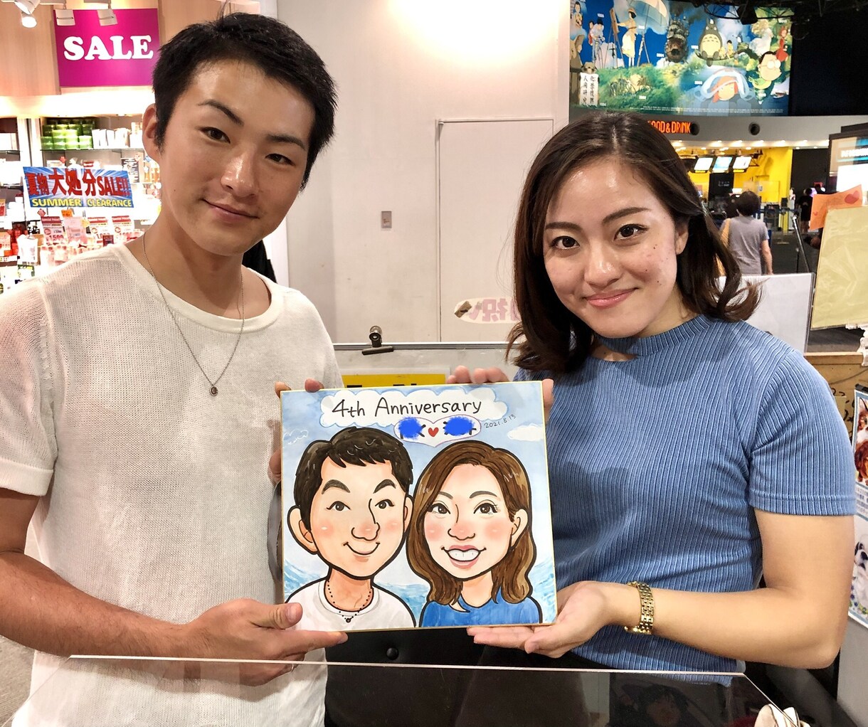 カップル似顔絵♪お2人の記念日のお手伝いをします ◆送料無料でプレゼントに最適♪ウェルカムボードにも◆ イメージ6