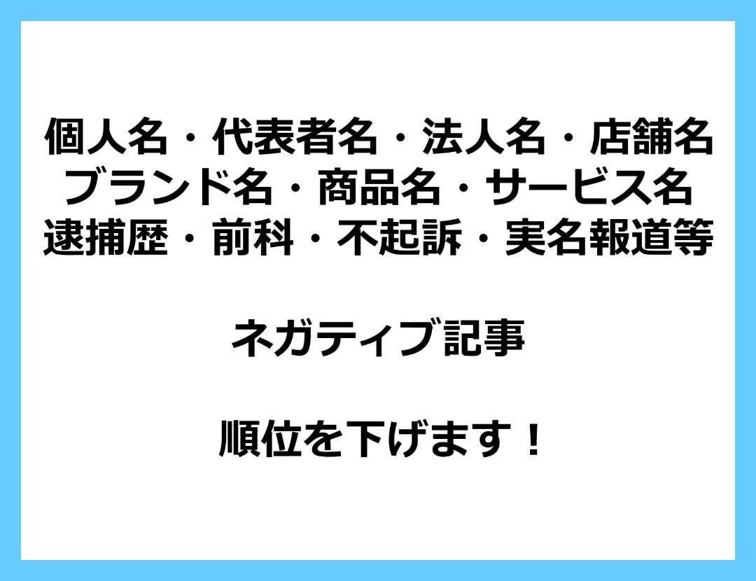 逆SEOサジェスト汚染から風評被害削除対応します 誹謗中傷のネガティブワードを非表示 2ページ以降に下げます イメージ10