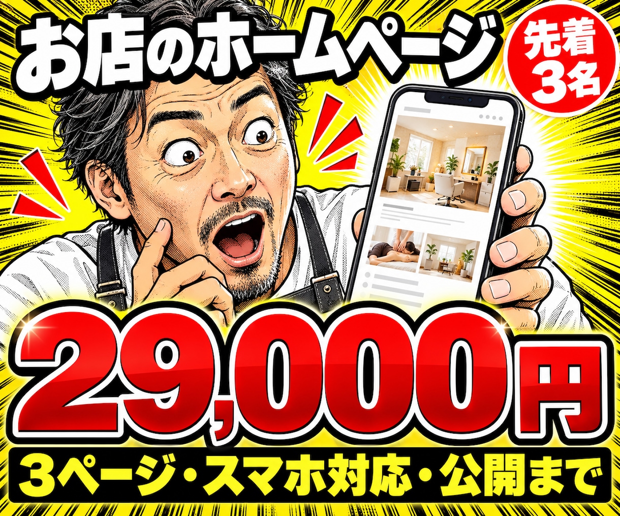 先着3名｜お店のHPを公開までまるごと作ります 評価0の新人価格です。3名様まで。丁寧に公開まで進めます イメージ1