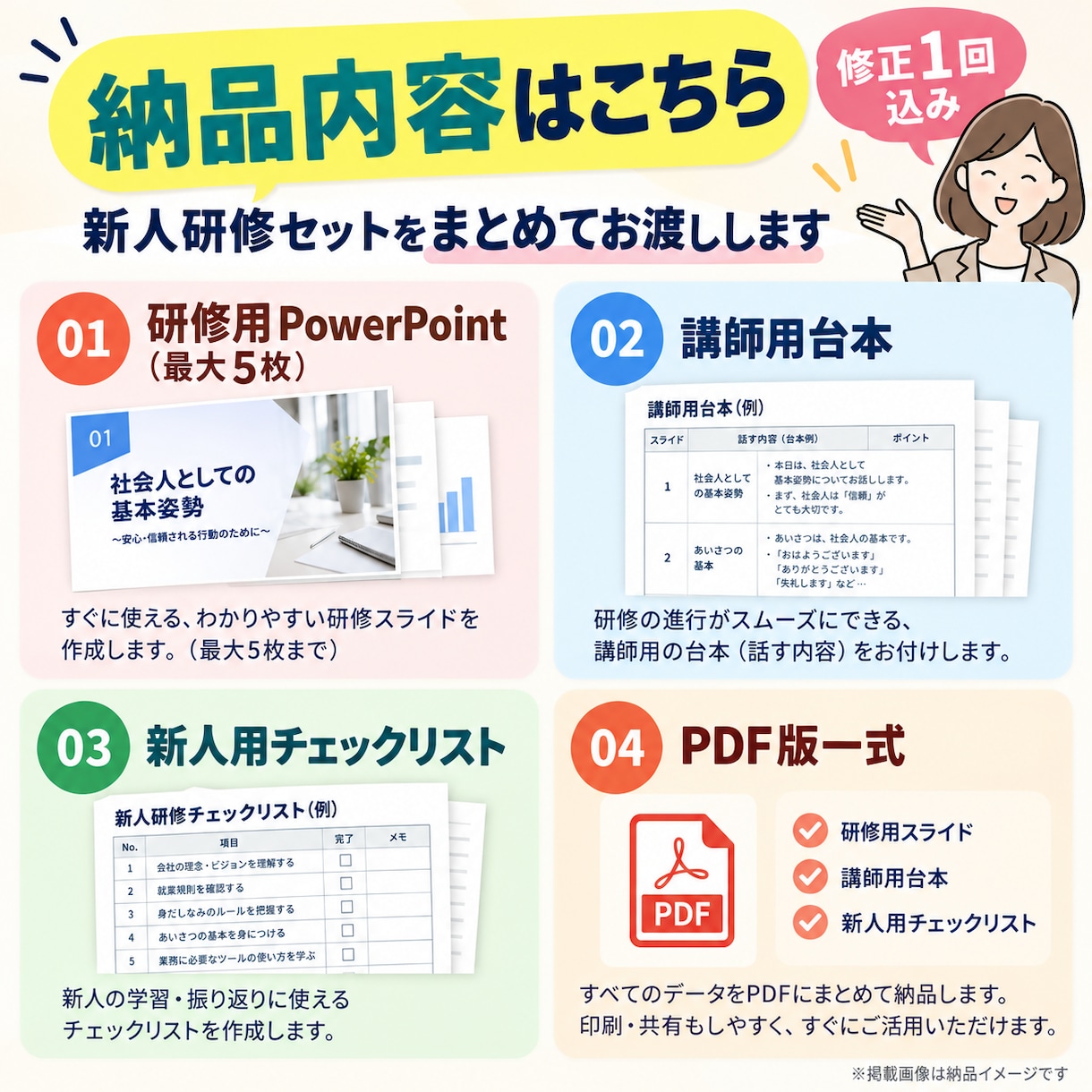 メモから新人研修資料一式を作成します メモを送るだけで新人研修セットをまとめます イメージ5