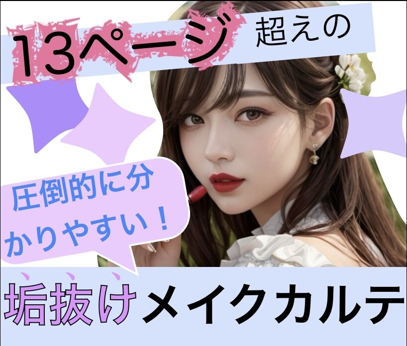 黄金比による整形級！垢抜けメイクカルテを作成します 【実績作り中】実績15件到達までの特別価格でご提供！ イメージ1