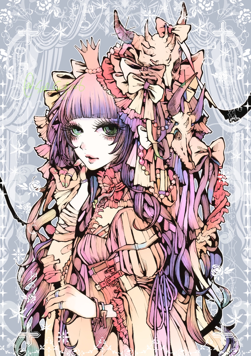 退廃的な雰囲気の一枚絵イラストを描きます アナログでのペン画＋デジタル着彩で描きます。 イメージ5