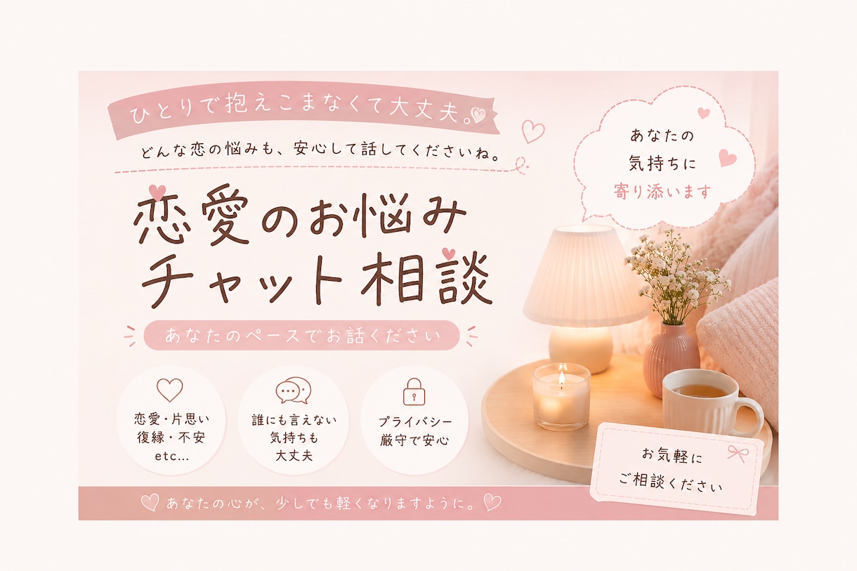 恋人でつらい時、あなたの気持ちに寄り添います 1人で抱え込まず、気軽にお話しください イメージ1