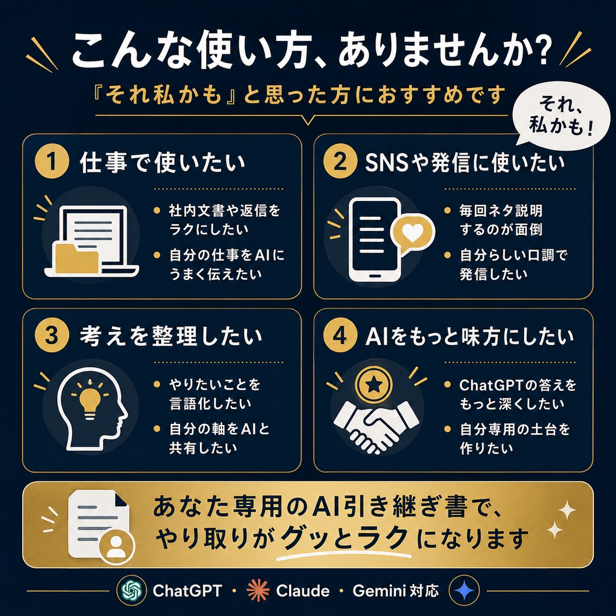 AI引き継ぎ書を作ります AIに毎回同じ説明をしなくて済みます イメージ3