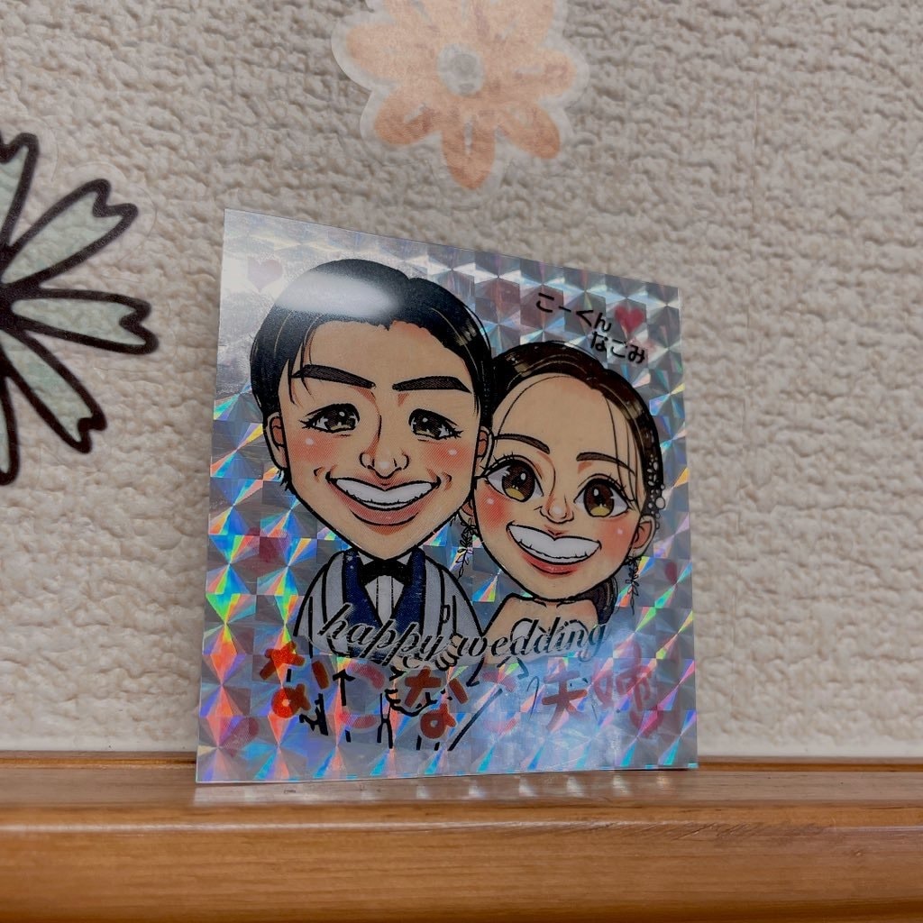 2枚セット⭐️似顔絵キラキラシールを作成します 可愛い‼︎貰って嬉しいオーダーメイド似顔絵シール イメージ4