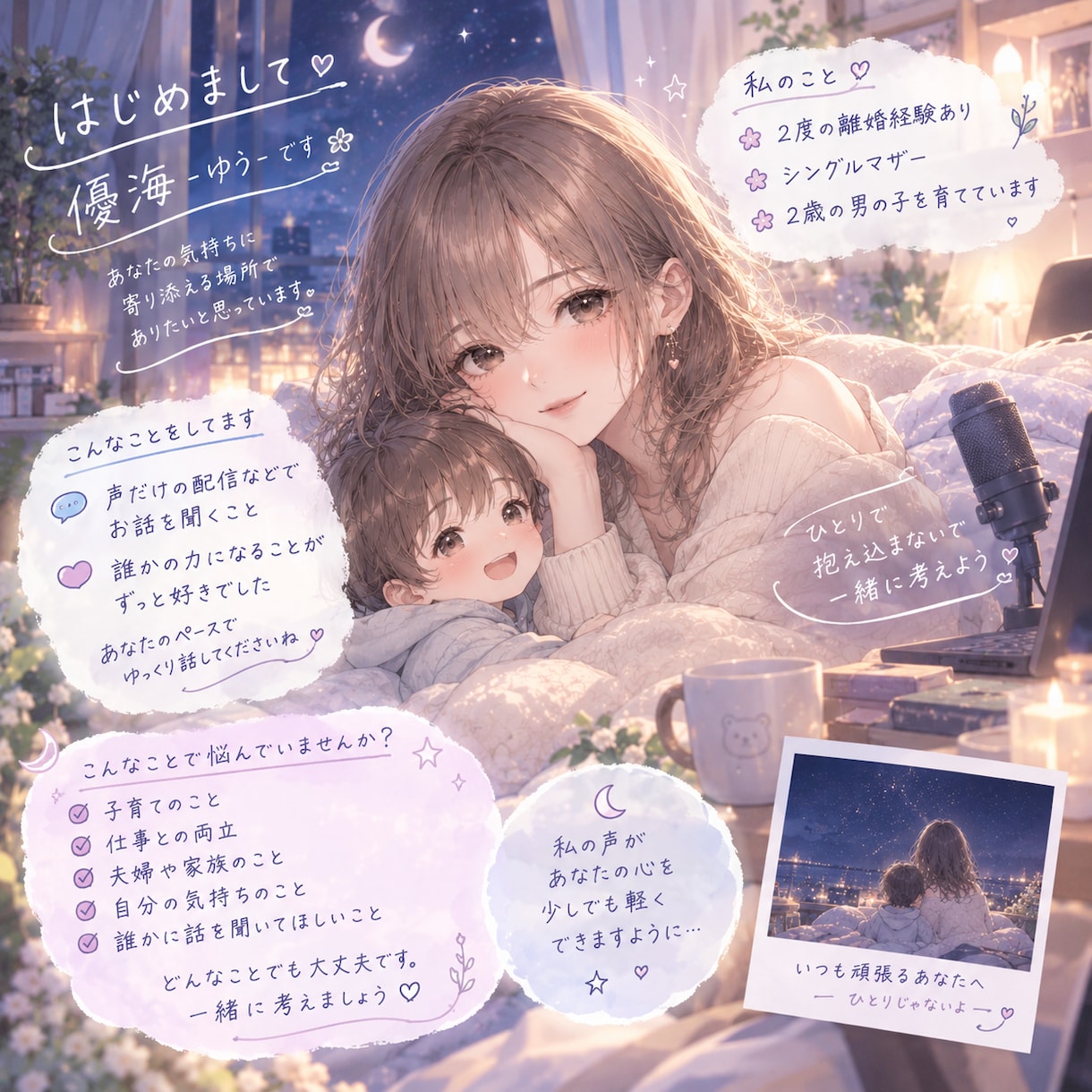 育児の孤独、夜中でも優しく寄り添います 独りで抱え込まなくていい、不安や辛さを半分こしましょう イメージ2