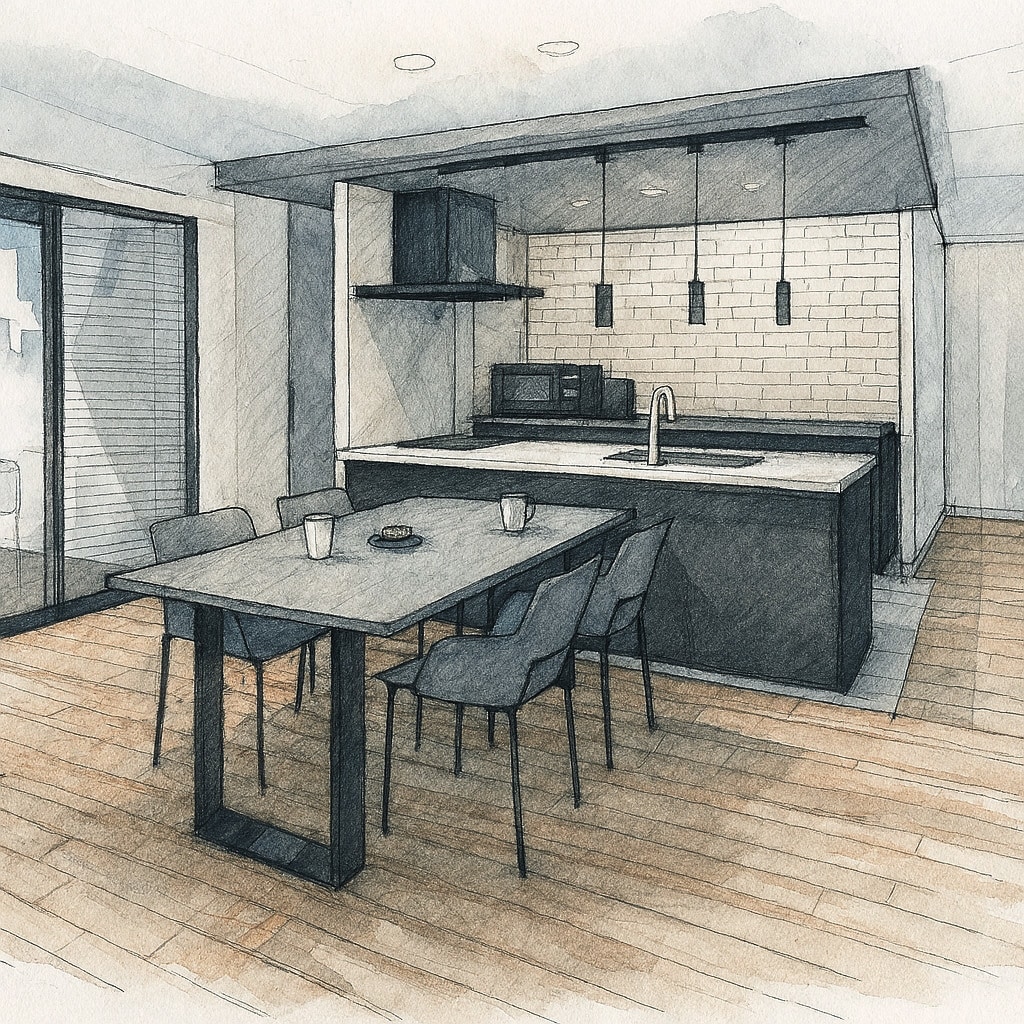 手描き風の温かみのある内外観パース1cut作ります 3DパースからPhotoshop・AIで手描き風に仕上げます イメージ2
