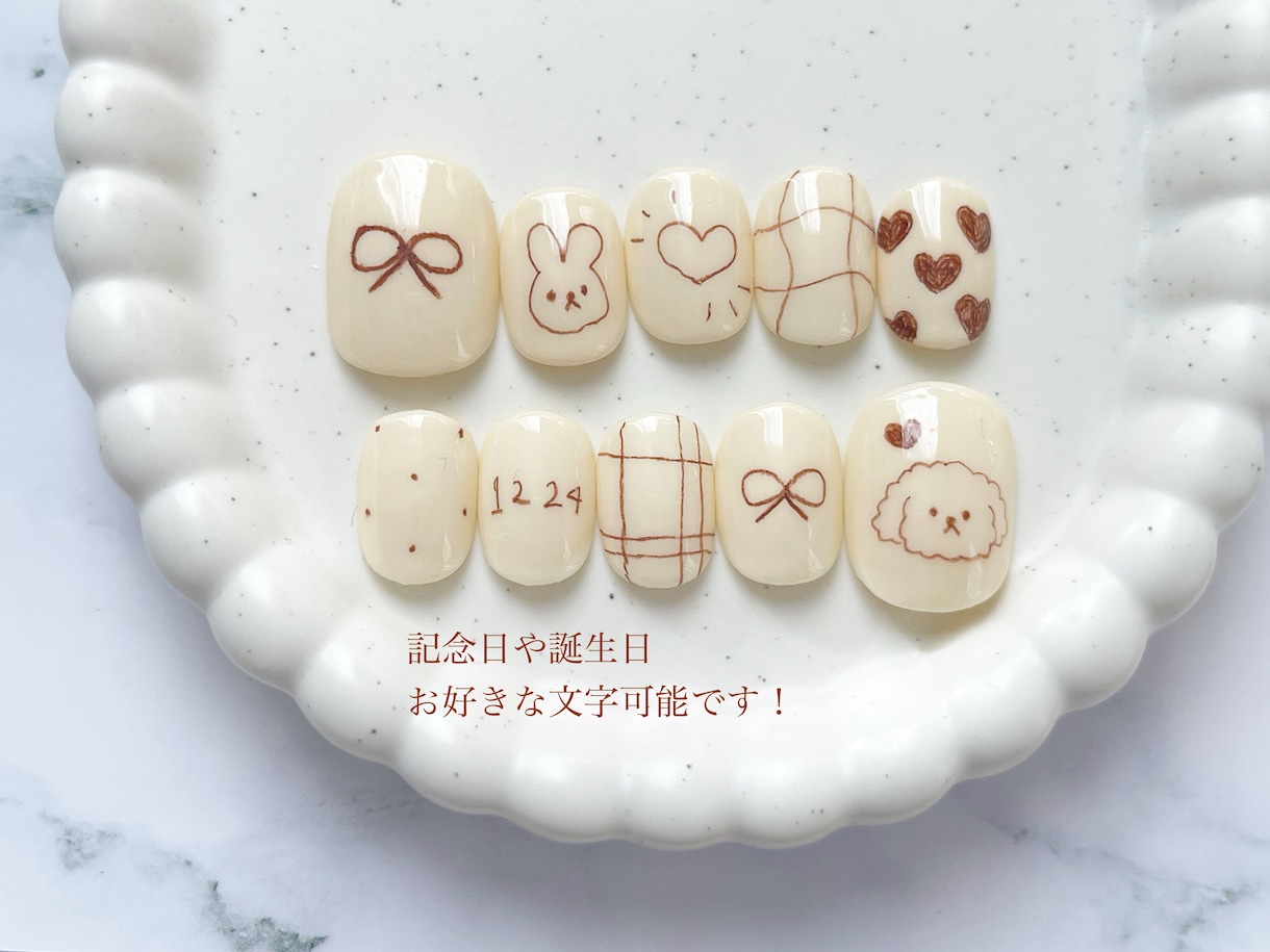 好きなチップとサイズからお作りします 手書きネイルチップ　フルオーダー イメージ1