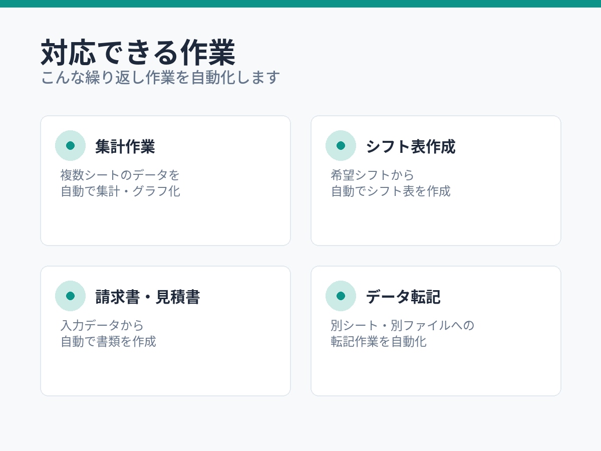 面倒なExcel作業、自動化・効率化しますます シフト・集計・請求書の手作業をなくします イメージ2