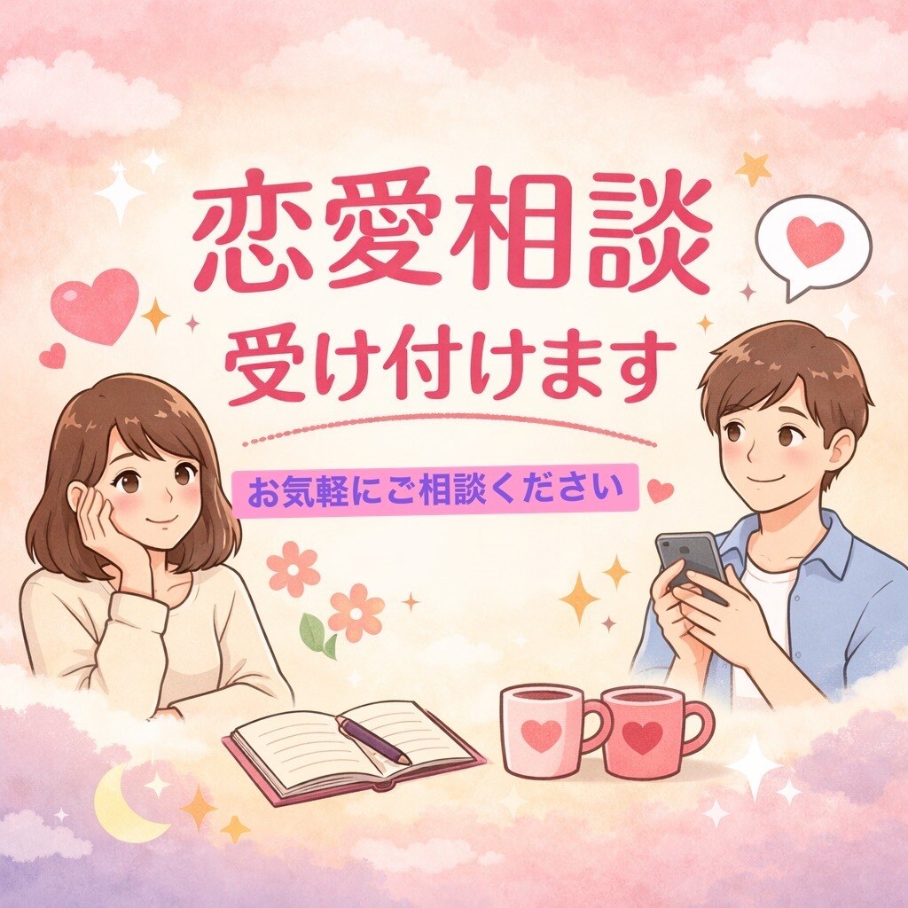 恋愛相談｜気持ちが軽くなるお話相手になります 恋愛のモヤモヤ、優しく受け止めます｜ひとりで悩まないで イメージ1