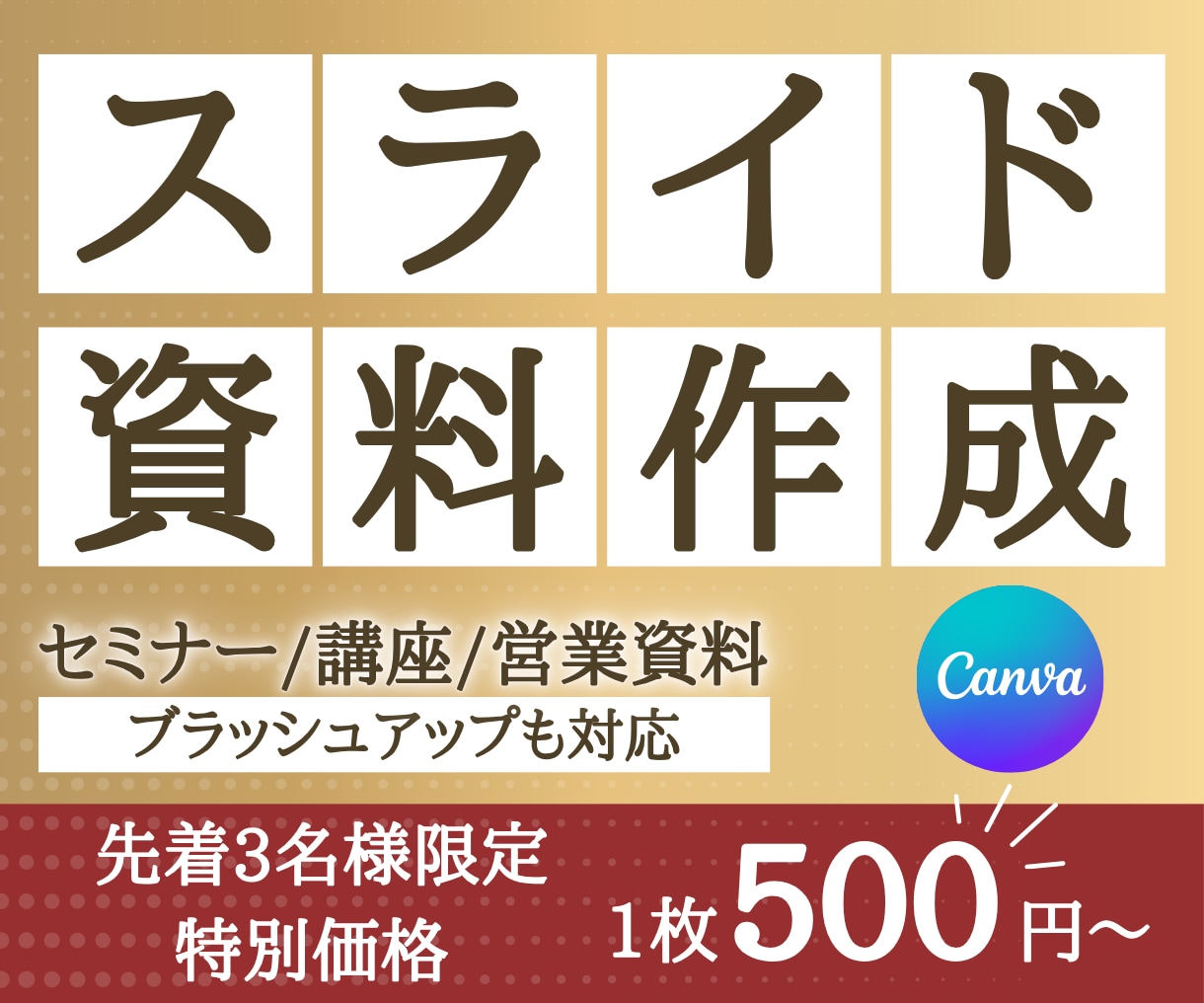 先着3名様限定｜1枚500円〜でスライド制作します 見やすく、伝わりやすい資料に整理します。 イメージ1