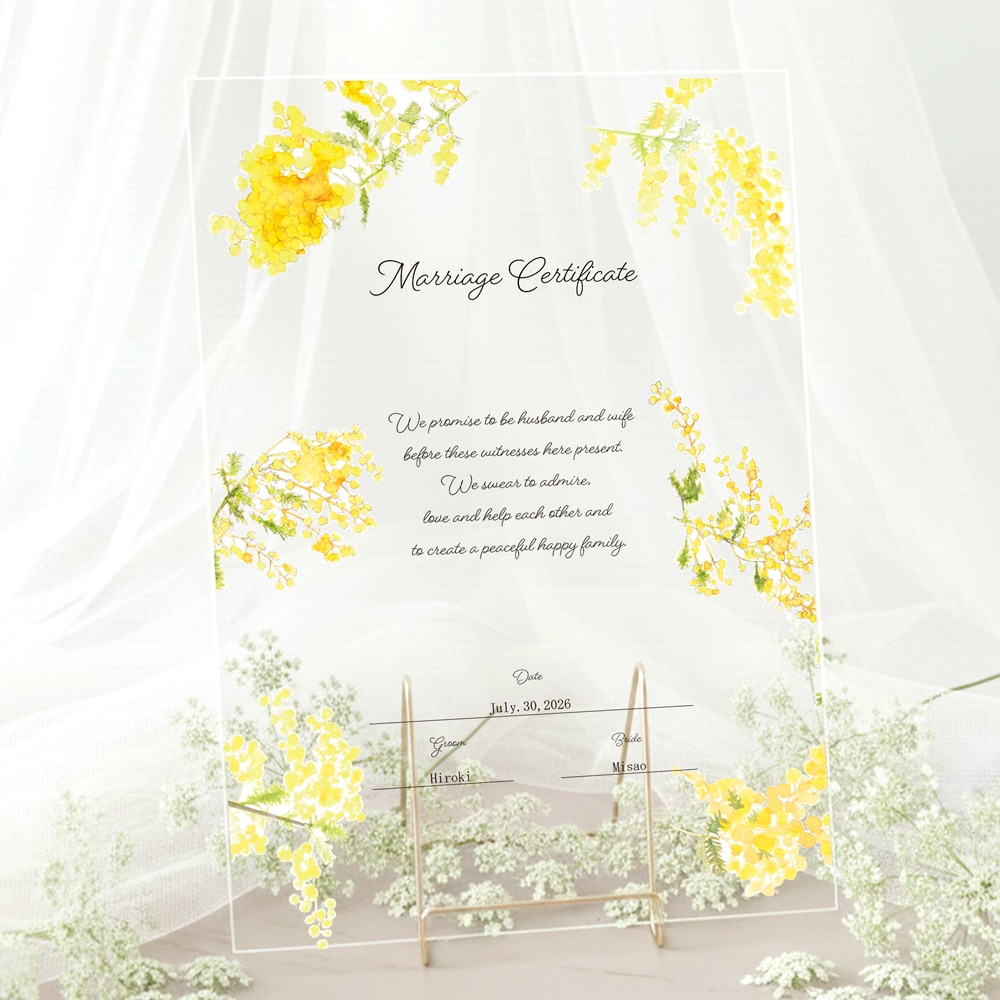 送料無料 ミモザの結婚証明書作ります 選べるアクリルorキャンバス！特別な一日のための証明書です。 イメージ1