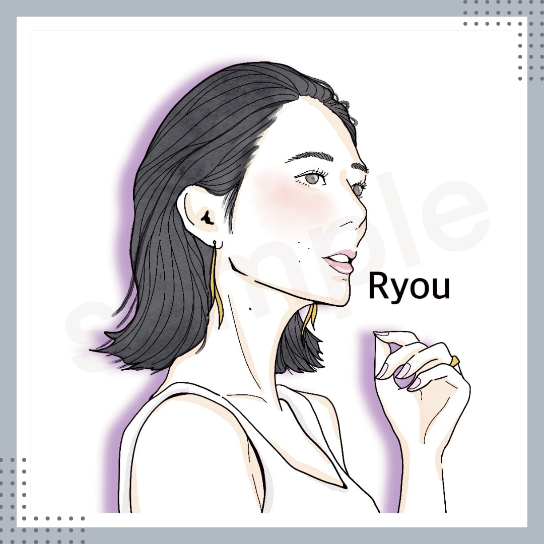 おしゃれ爽やか＊好印象な似顔絵線画アイコン描きます 商用利用OK◎美化&文字入れ無料◎綺麗さ漂う水彩イラスト イメージ6