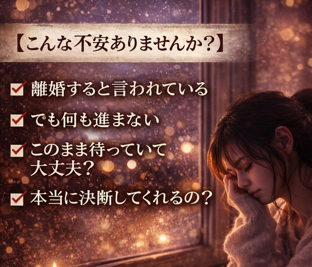 離婚すると言う彼…本当に動く？それとも嘘？か視ます 離婚すると言う彼…本当に動く？ イメージ2