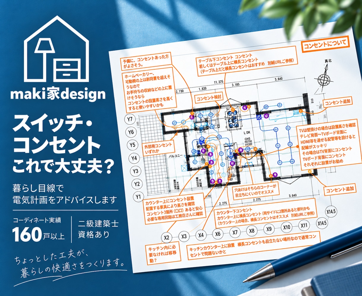 先着5名様限定価格！電気計画をアドバイスします 160戸の実績｜暮らしやすさを考えたスイッチ・コンセント計画 イメージ1