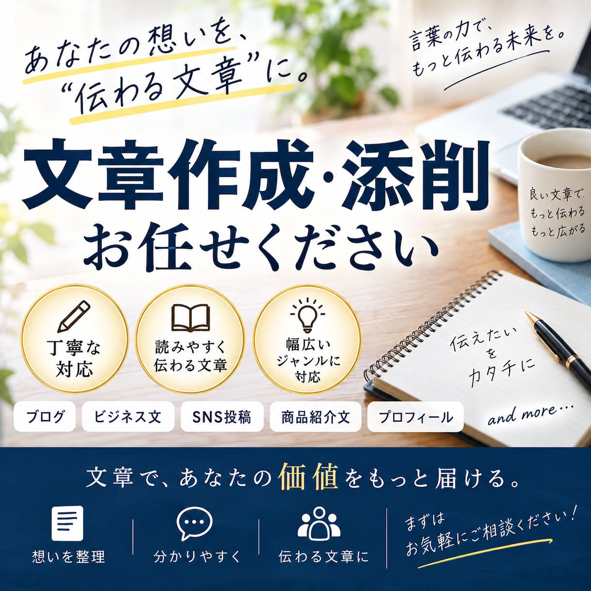 あなたの文章、読みやすく伝わる文章に仕上げます 言いたいことはある。でも文章にできない。そんな悩みを解決！ イメージ1