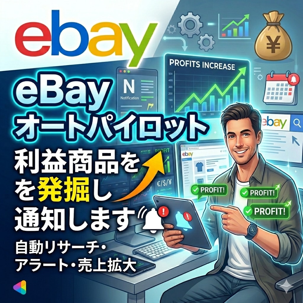 eBayオートパイロット利益商品を発掘し通知します 24h利益商品通知＆5秒出品システム イメージ1