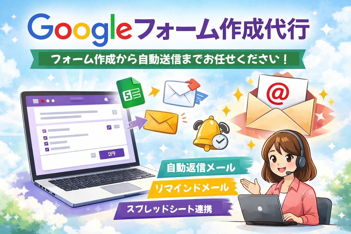 Googleフォームの作成代行できます アンケート・出欠回答・自動返信作成します イメージ1