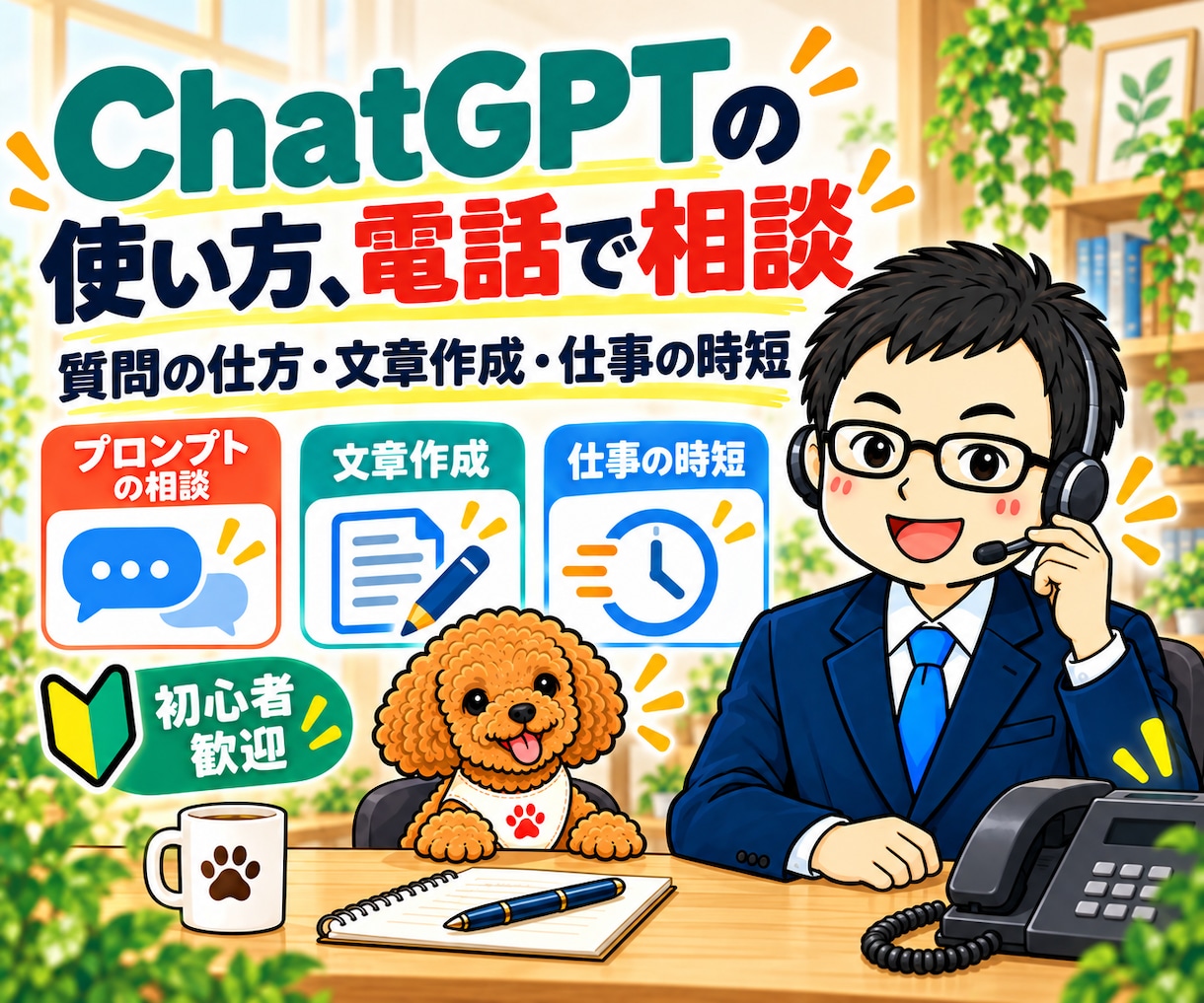 ChatGPTの使い方を電話でやさしく教えます 初心者歓迎|質問の仕方・文章作成・仕事の時短を一緒に整理 イメージ1