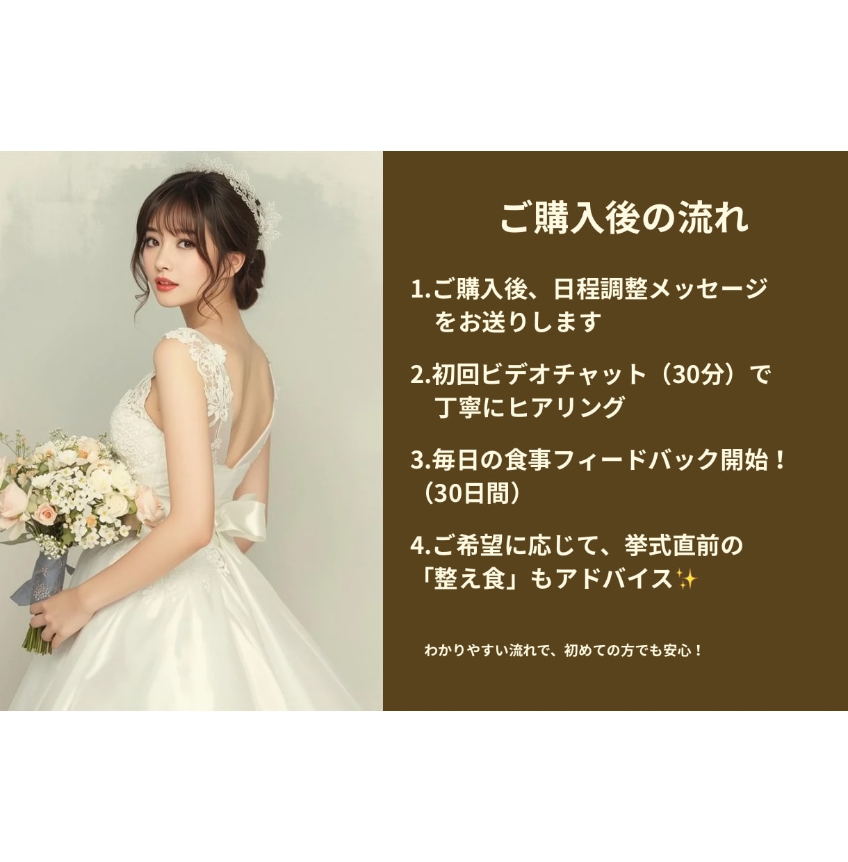 結婚式までまだ間に合う！花嫁向け食事管理をします 管理栄養士が花嫁専用ダイエットを徹底サポート イメージ6