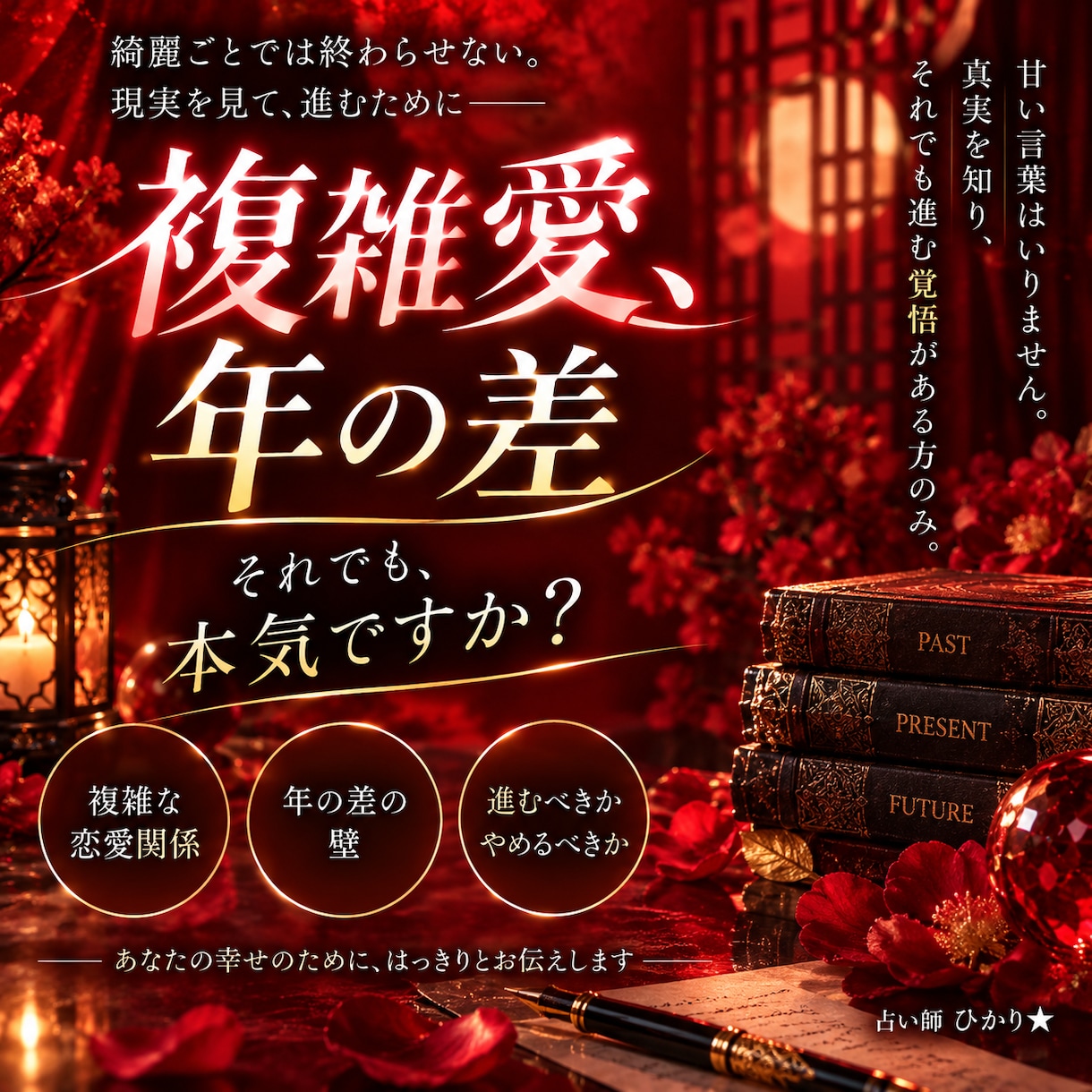 複雑愛・年の差★上げ鑑定なし！本気の作戦会議します ​愛の激辛鑑定★厳しい言霊で二人の幸せな未来計画を立てます イメージ1