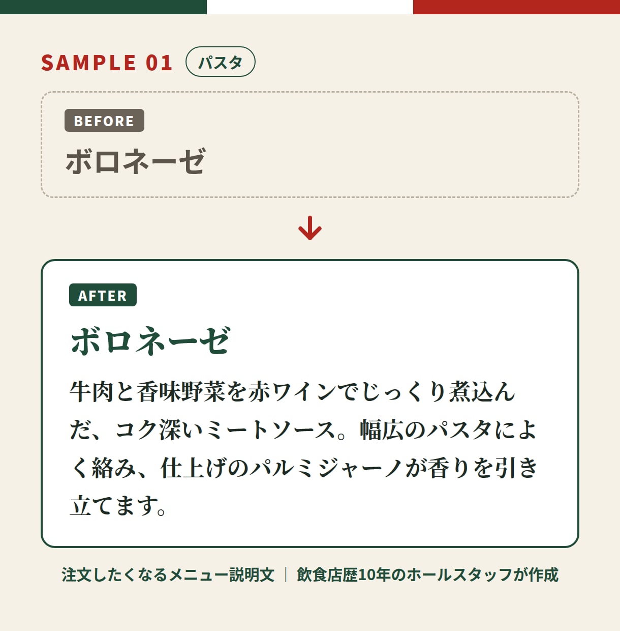 注文したくなる飲食店のメニュー説明文を書きます 個人店のメニュー表・黒板・SNSにそのまま使えます イメージ2