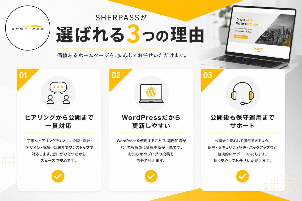 WordPressでホームページ制作します 企画・デザイン・公開まで一括対応します イメージ2