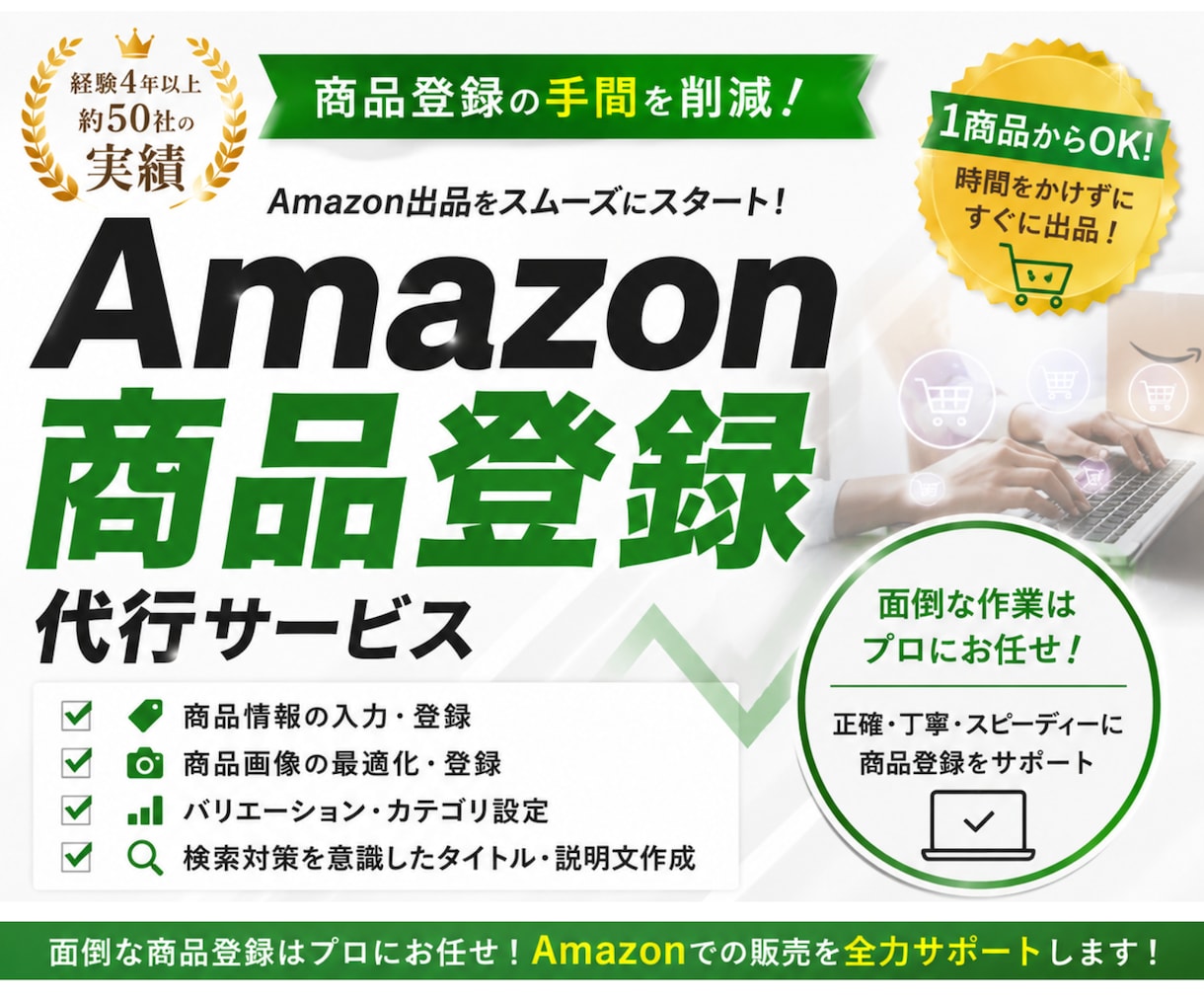 Amazon商品登録のサポートを行います 商品登録の手間を削減！効率的な商品登録で販売スタートへ！ イメージ1