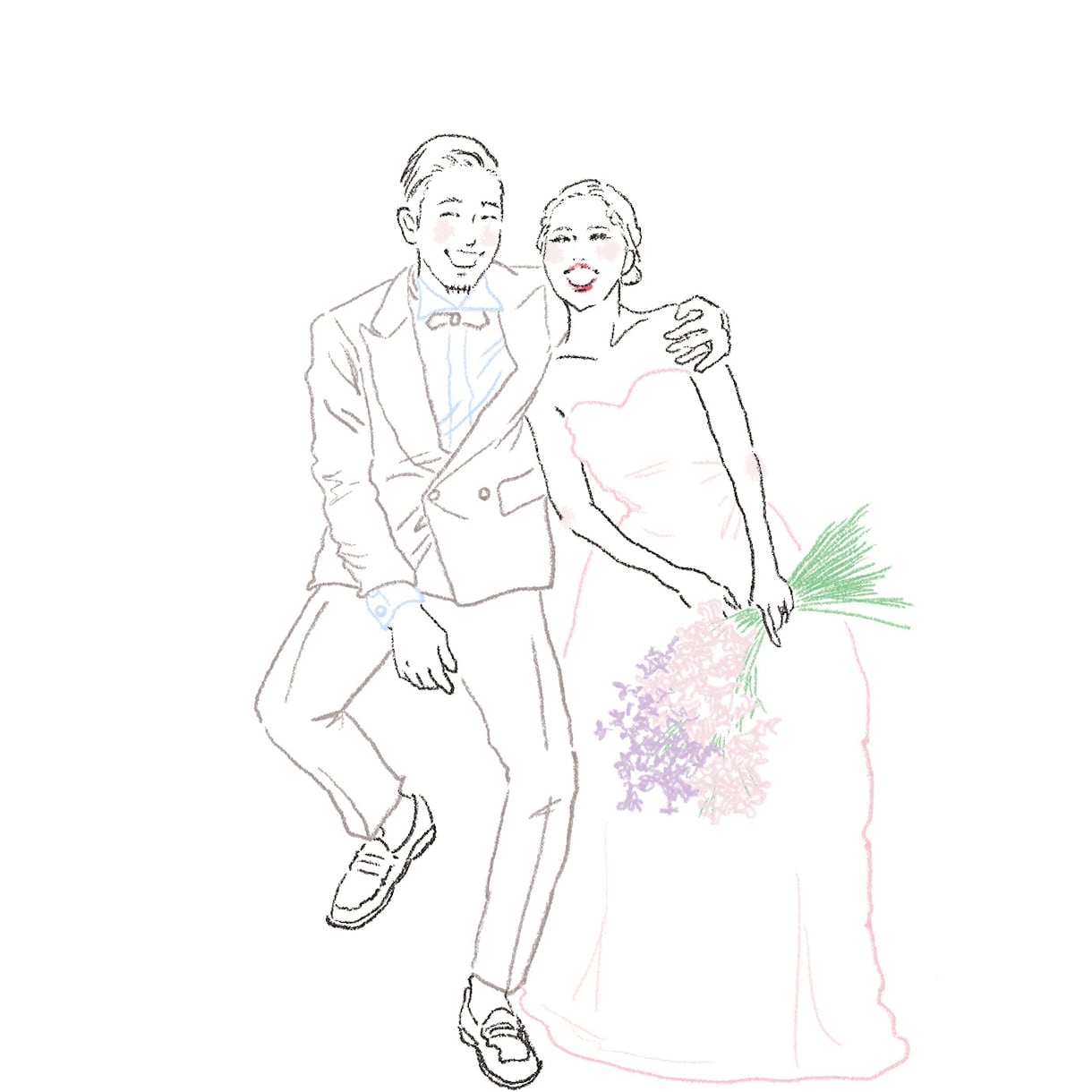 お写真を元にシンプルで可愛いイラスト描きます 結婚式やお祝い年賀状、お部屋に飾っても！ イメージ2