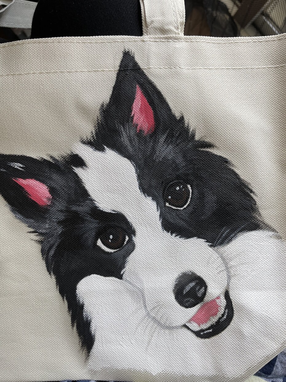 わんこの似顔絵お散歩トートバッグをつくります 愛犬のお名前入りトートバッグでお散歩が3倍楽しくなるかも イメージ2